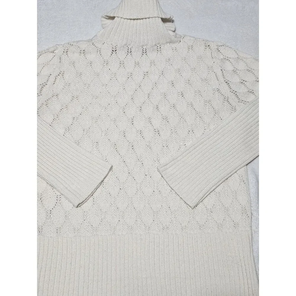 NINE & CO. BY NINE WEST 100% Acrylic Pullover Sweater White Crochet Sze Large - Picture 7 of 7